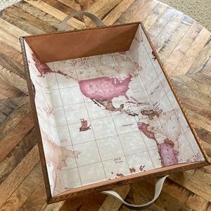 Large wood geographic tray